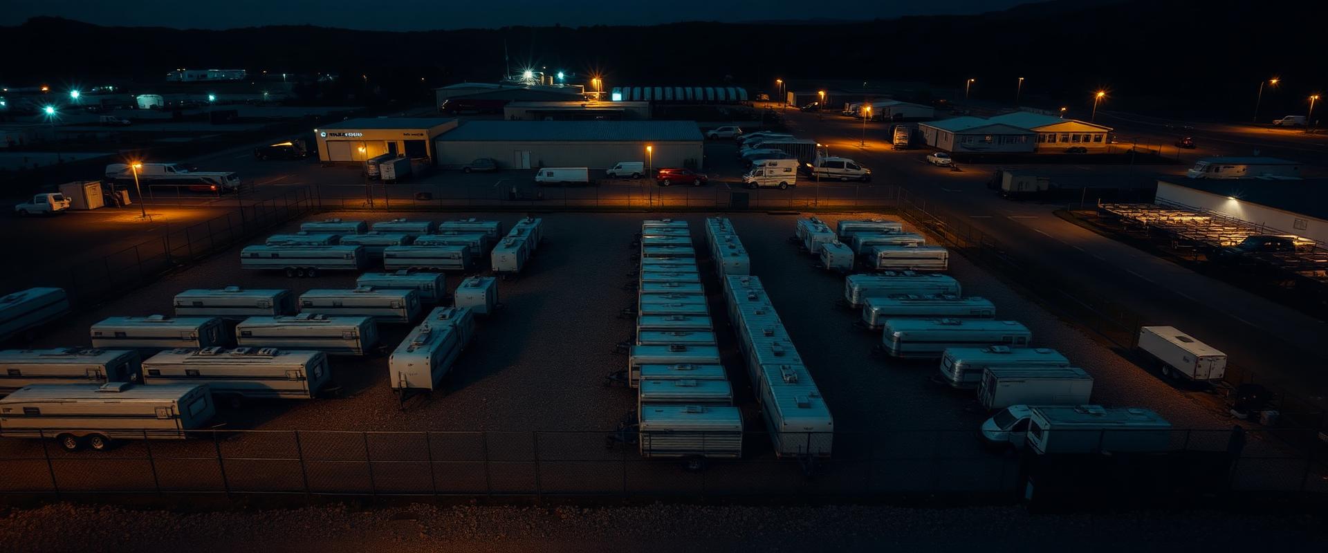 Aerial view of secure trailer parking facility
